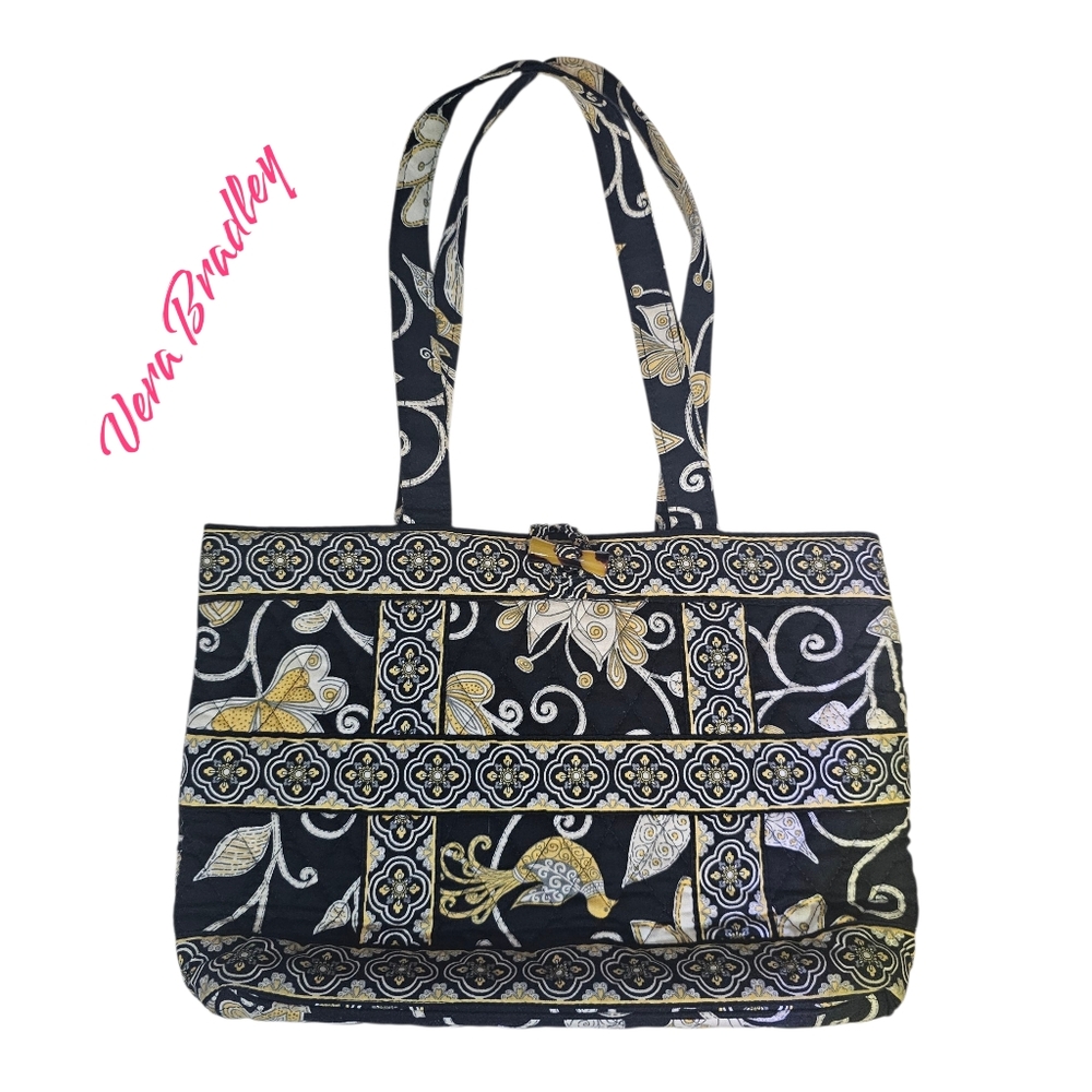 Vera Bradley Black and Yellow Shoulder Bag/tote